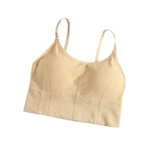 L/XL - Bustiera Sport pentru Dama, cu Bretele Reglabile si Spatele Gol, Fara Cusaturi, Model Push Up, Beige,    MIX14115-1246