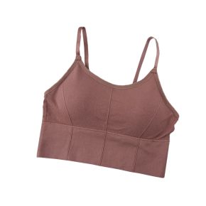 S/M - Bustiera Sport pentru Dama, cu Bretele Reglabile si Spatele Gol, Fara Cusaturi, Model Push Up, Crem,     MIX14114-1243