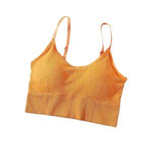 L/XL - Bustiera Sport pentru Dama, cu Bretele Reglabile si Spatele Gol, Fara Cusaturi, Model Push Up, Galben,     MIX14113-1242