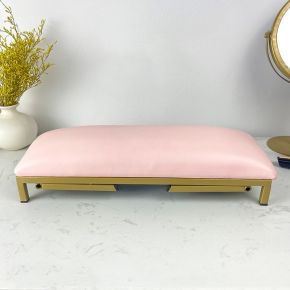 Suport de mana manichiura cu detalii aurii si piele Roz